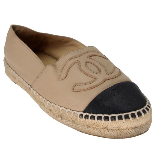 Chanel Espadrille CC 35 Leather Cap Toe Flats CC-S0207P-C029 - Picture 8 of 10